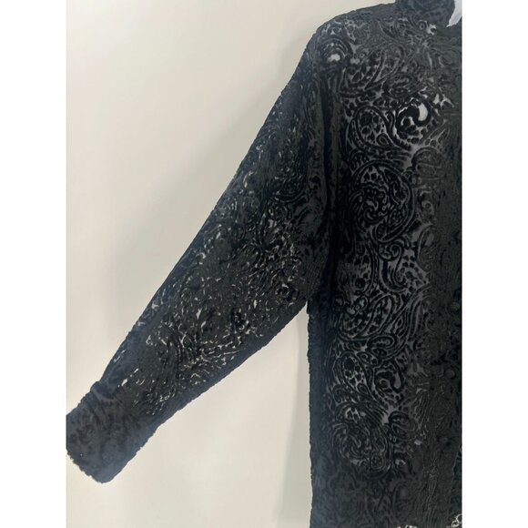 Valerie Stevens 6 Black Velvet Burnout Tunic Jacket Sheer Paisley Goth Witchy - Picture 10 of 12